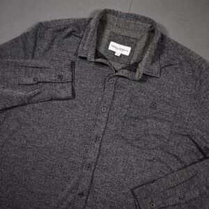 Thomas Sterling Lightweight Herringbone Gray Button Dow Casual Shirt Large